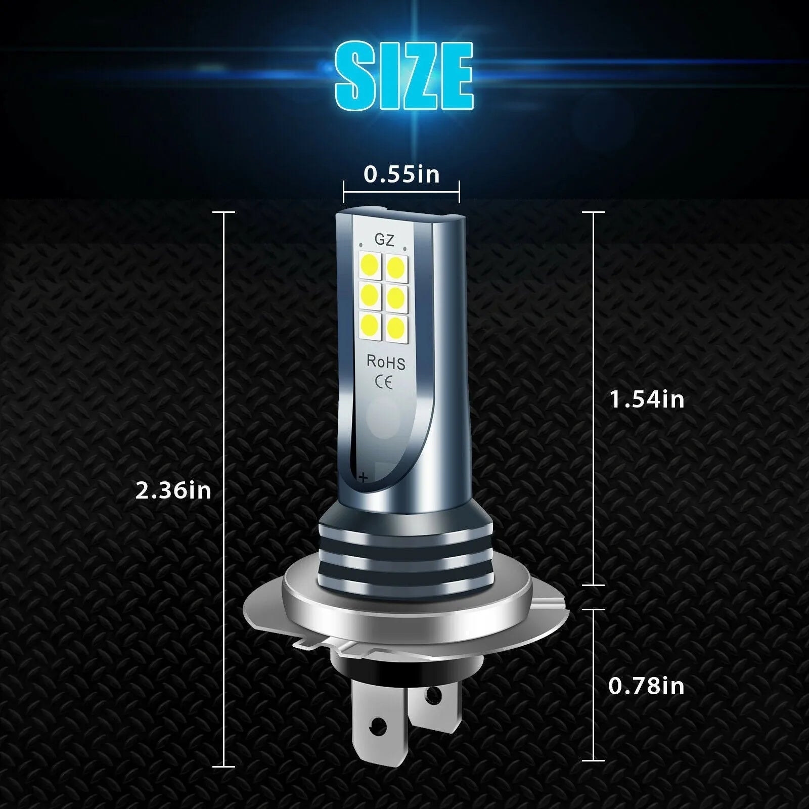 Universal H7 9005 LED car headlight fog lamp bulb with aluminium housing