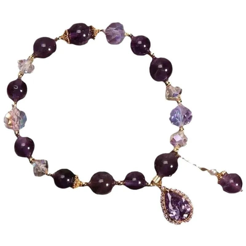 Purple amethyst crystal bracelet for women with micro inlay stone setting