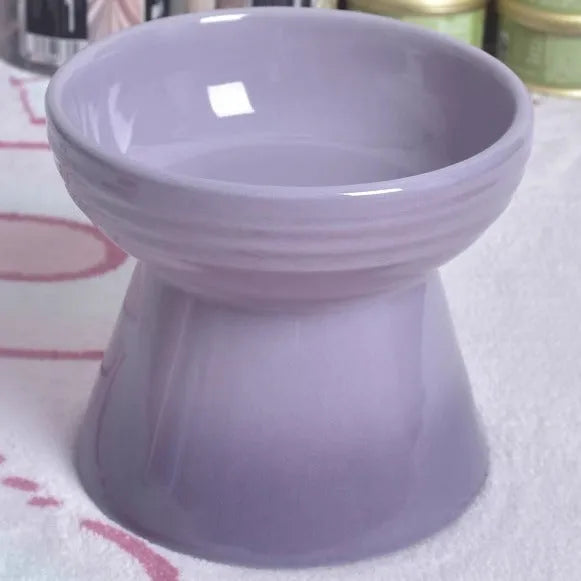 Black ceramic pet bowl with high foot neck protector for anti-tumble feeding