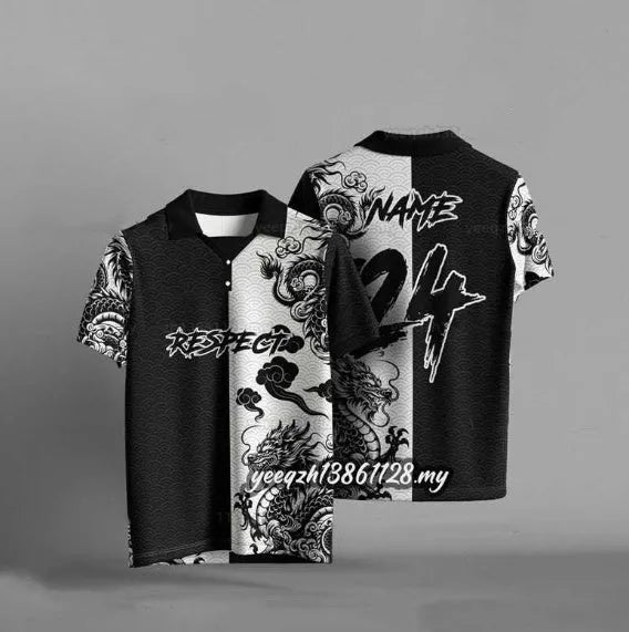 Black loose fit polyester t-shirt with short sleeves on a hanger