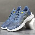Women's Lavender Purple Flyknit running shoes with striped pattern and mesh upper on EVA sole.
