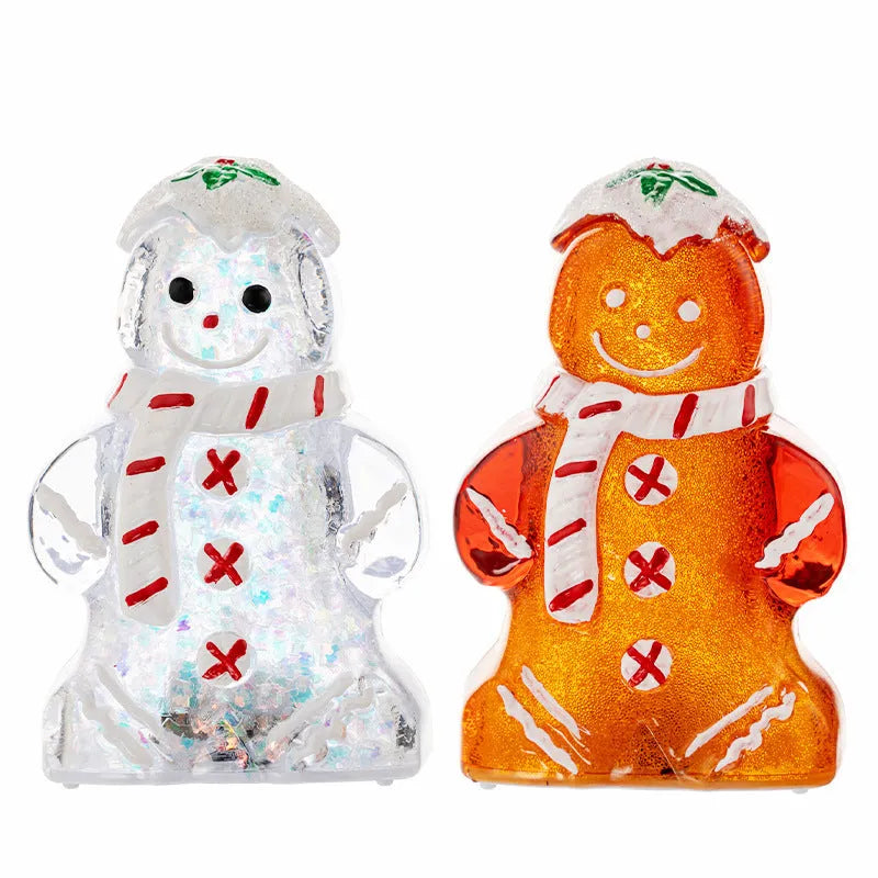 Glowing Christmas gingerbread man snowman ornament with LED light in modern simplicity style