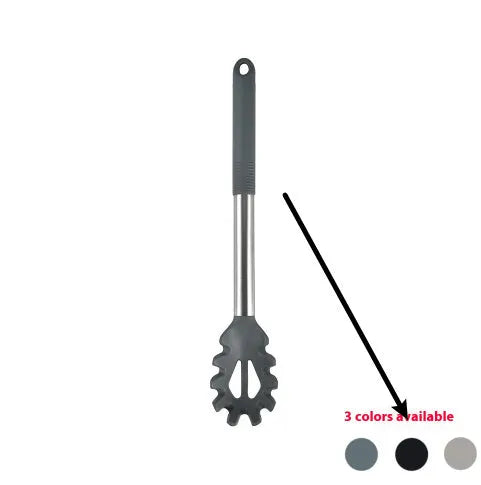 12-piece silicone kitchen utensil set with storage bucket in black, including ladle, spatula, claw tools and egg beater