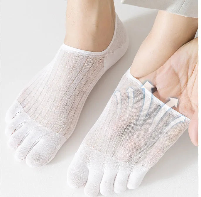 Modal cotton five-finger ultra-thin boat socks in black, dark grey, khaki, light grey and white colours