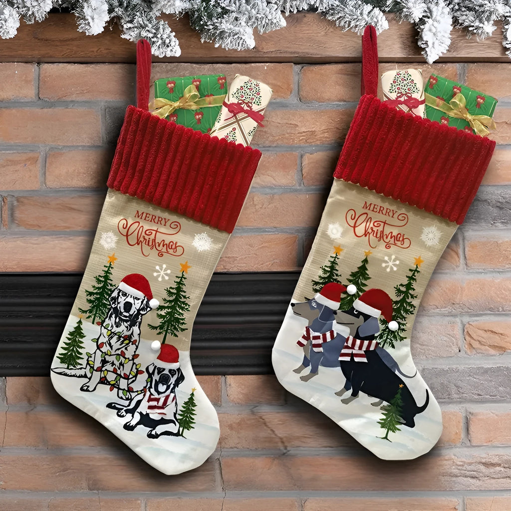 Cloth Christmas pendant with pet socks design measuring 46 by 28 centimetres