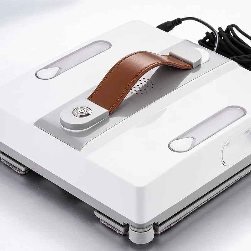 White intelligent window cleaning robot with water spray system for high-rise automated maintenance
