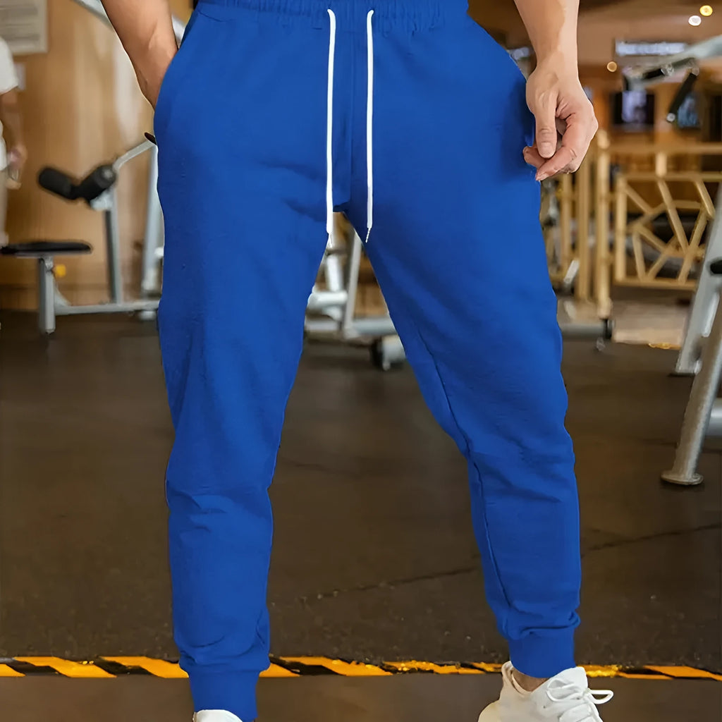 Men's loose-fit linen trousers with 3D pattern design and elastic lace waist with drawstring closure