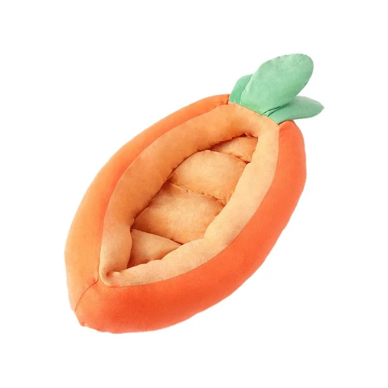 Carrot cartoon print double-sided washable cloth dog mattress in medium or large size.