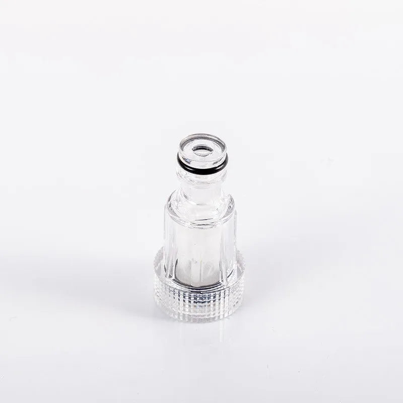 Transparent plastic water inlet joint for Karcher pressure washers, approx 3cm diameter