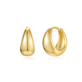 Brass geometric earclip earrings with electroplated golden finish, round shape design