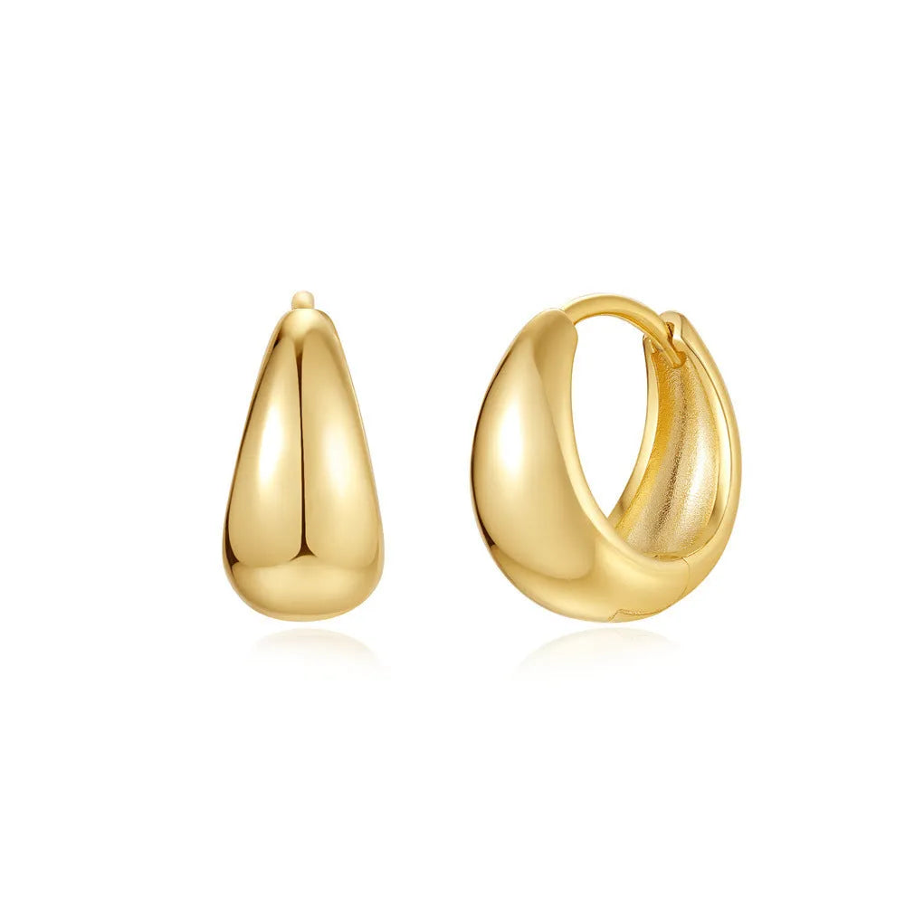 Brass geometric earclip earrings with electroplated golden finish, round shape design