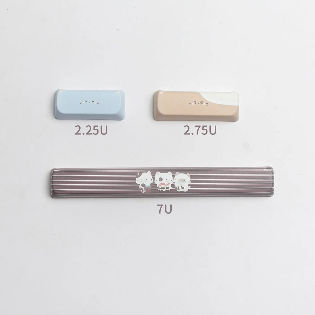 High Sea Salt Cat mechanical keyboard PBT keycap set showing pastel colour design and 7u spacebar