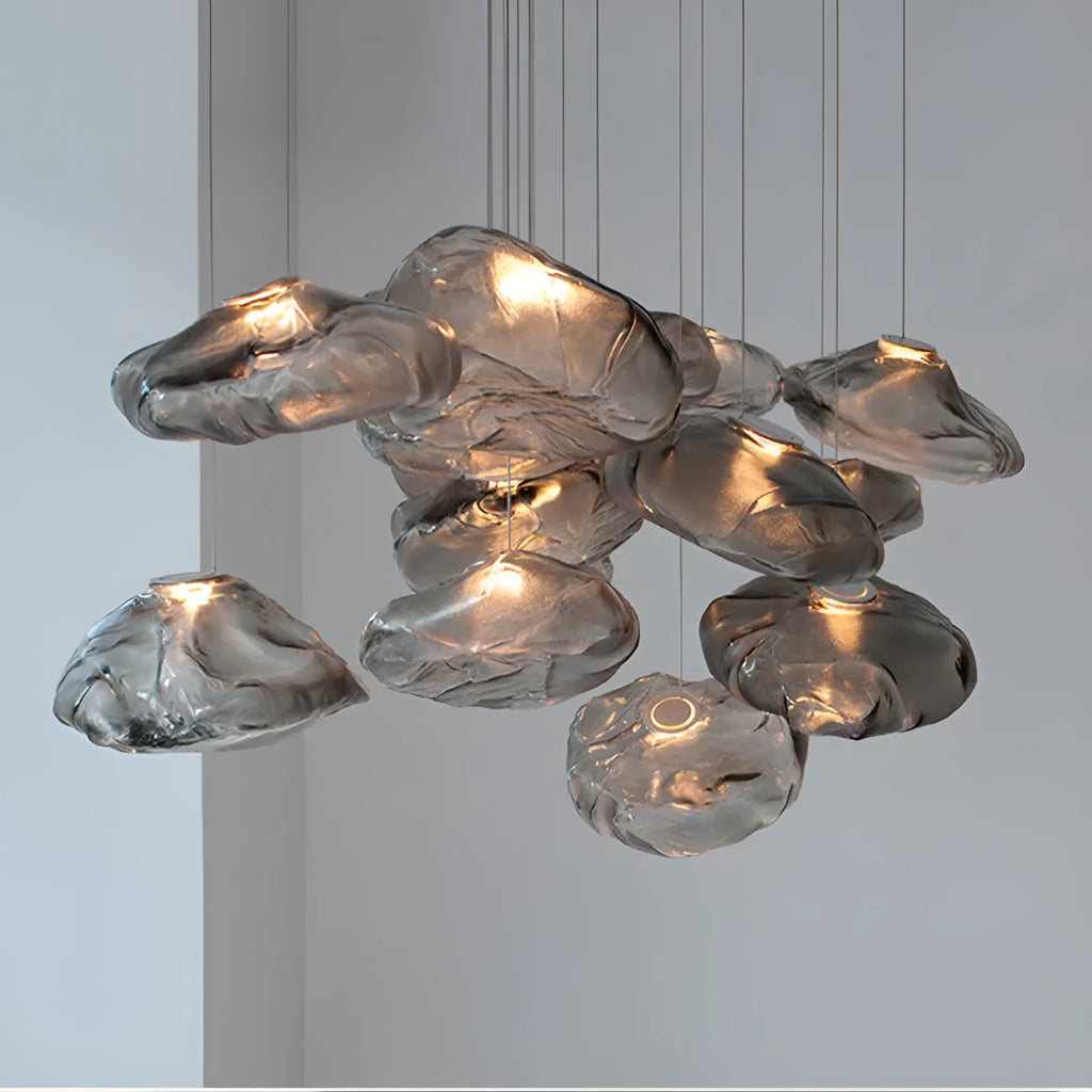Modern glass decorative chandelier with light luxury design in clear, amber or smoke grey colour options
