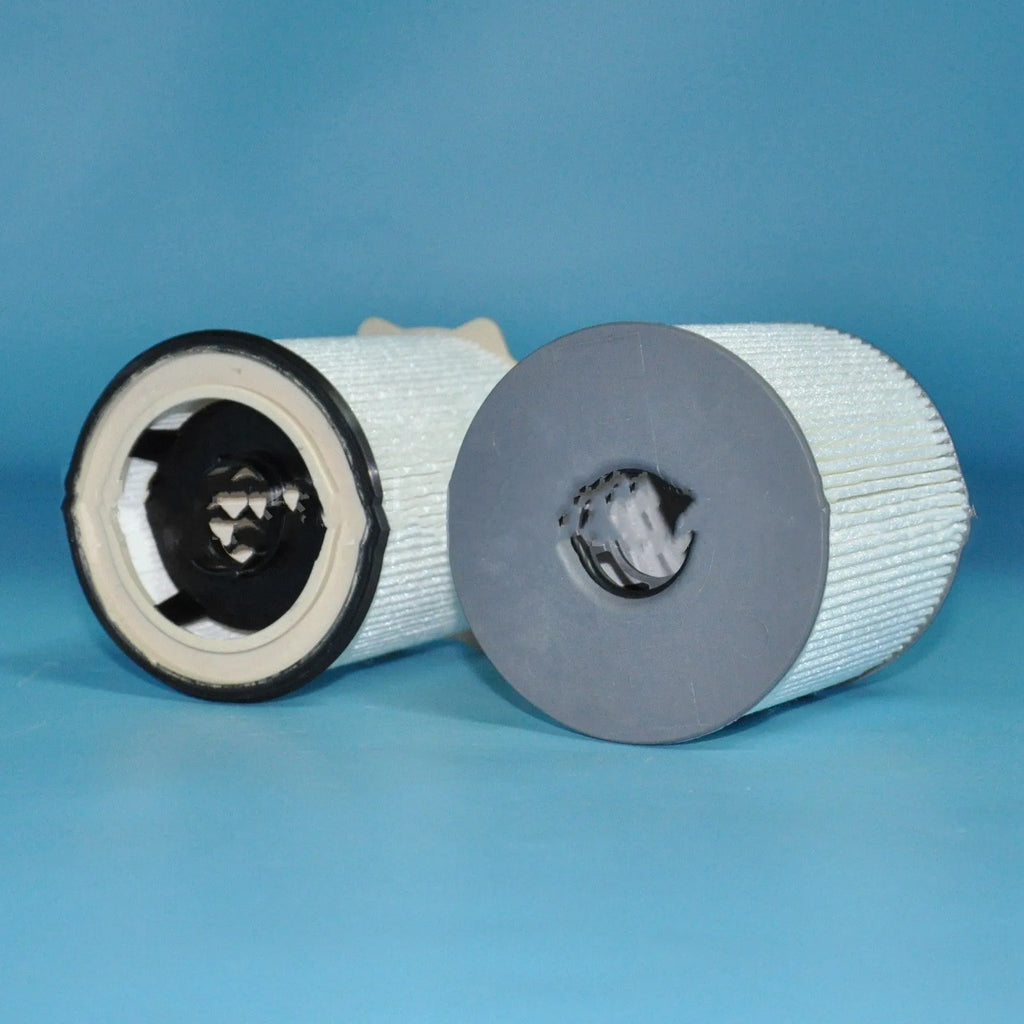 White diesel fuel filter kit for RAM trucks, showing filter element with nitrile rubber sealing ring.