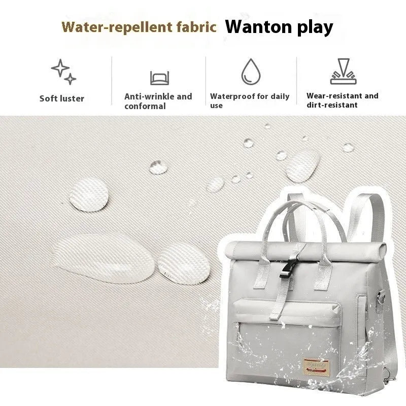 Shockproof waterproof nylon laptop bag in black colour showing medium and large size options