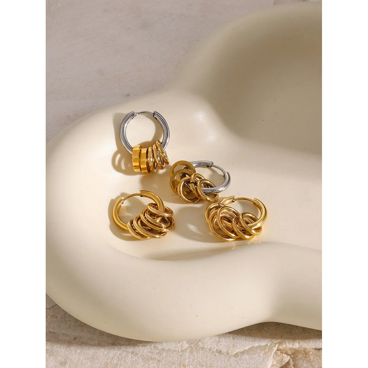 Stainless steel electroplated earrings in contemporary ins style design