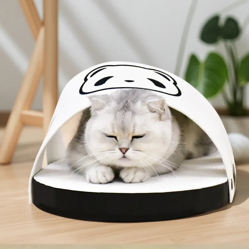 White corrugated paper cat scratch board in a slipper style shape.