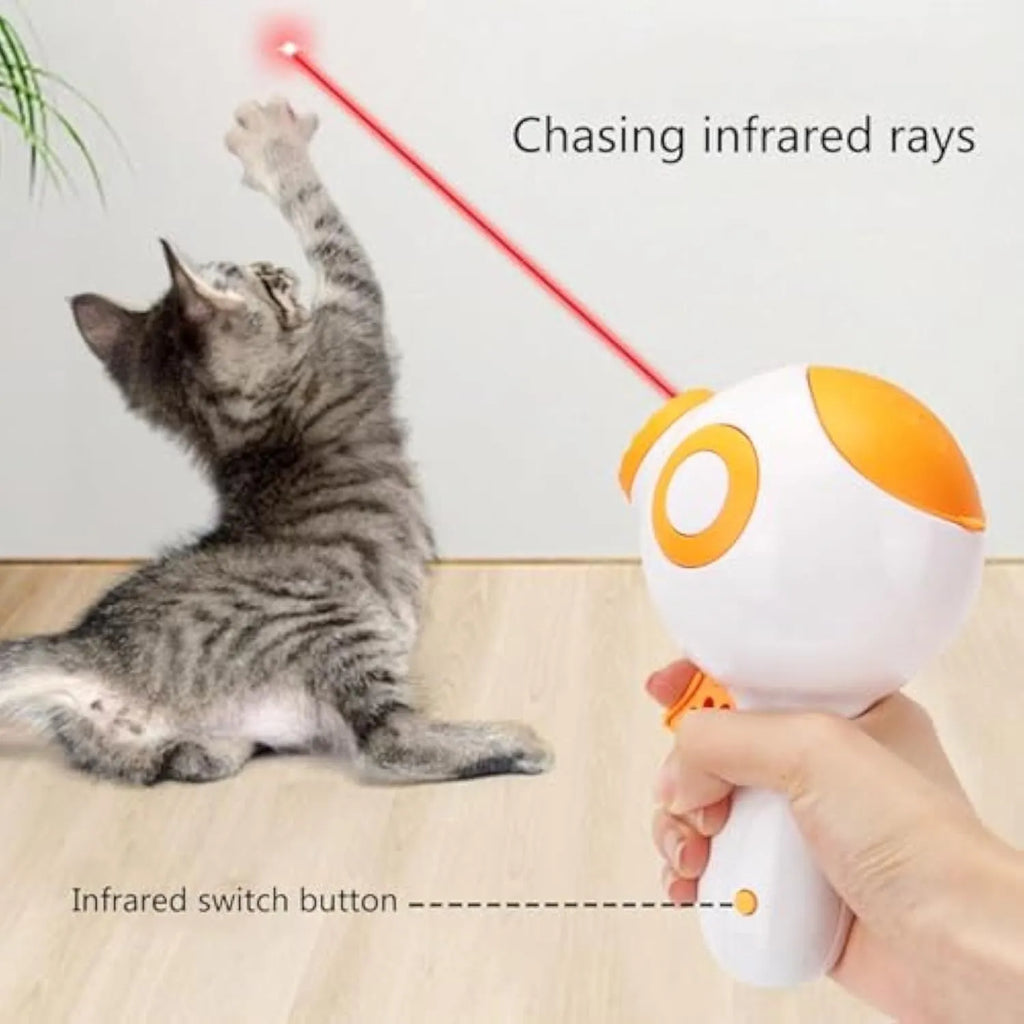 Green, orange, and pink coloured interactive dog treat launcher and food dispenser toy.