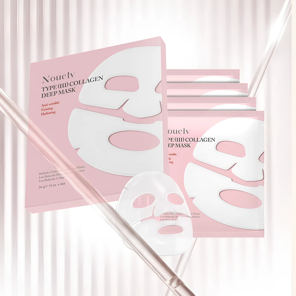 Collagen Layered Patch Mask box containing four facial sheet masks for various skin types