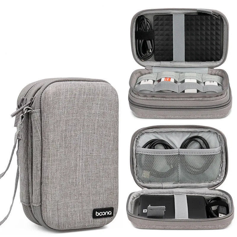 Black Oxford cloth protective case for a 2.5-inch external hard drive