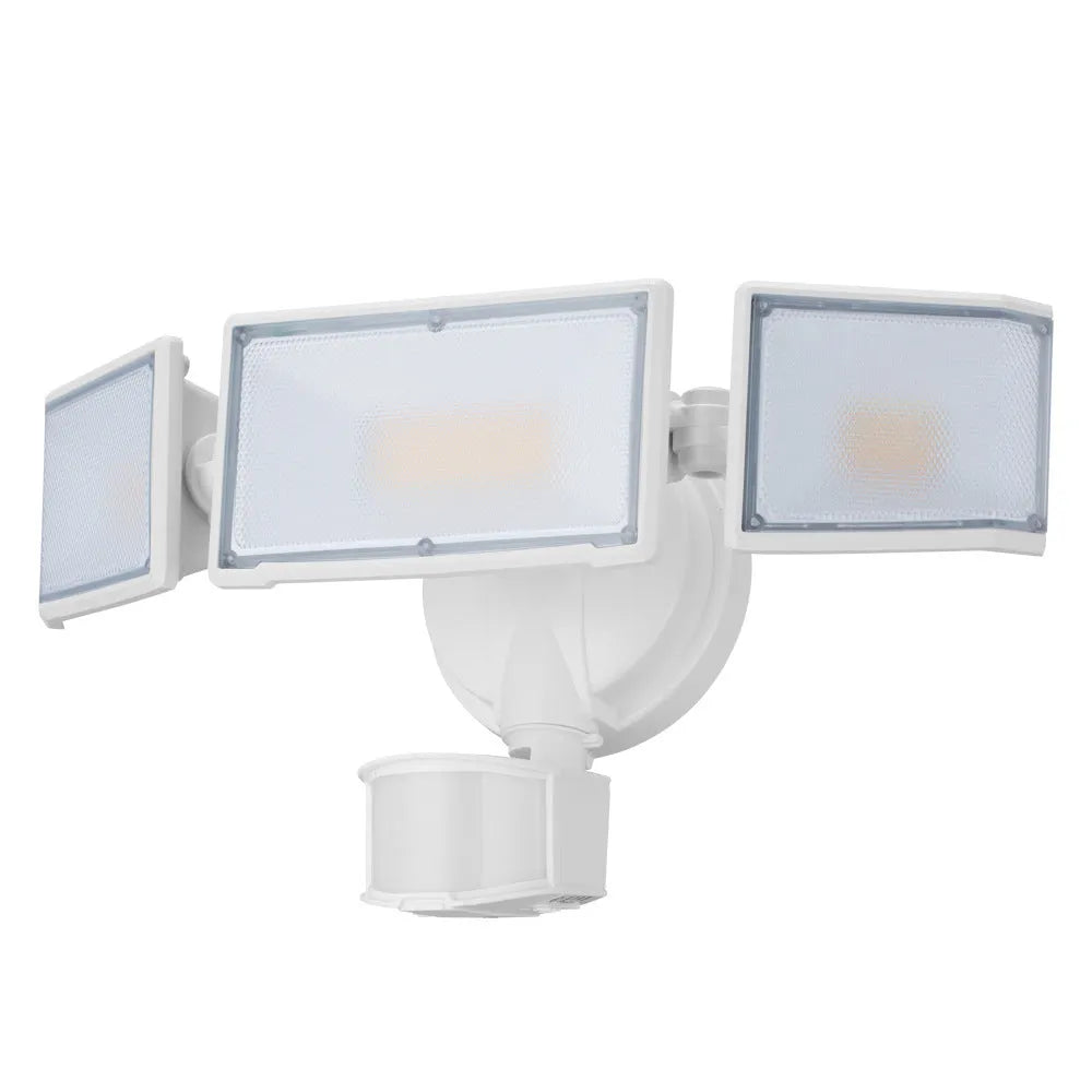 White LED human body induction security flood light with motion sensor for outdoor wall or ceiling mounting