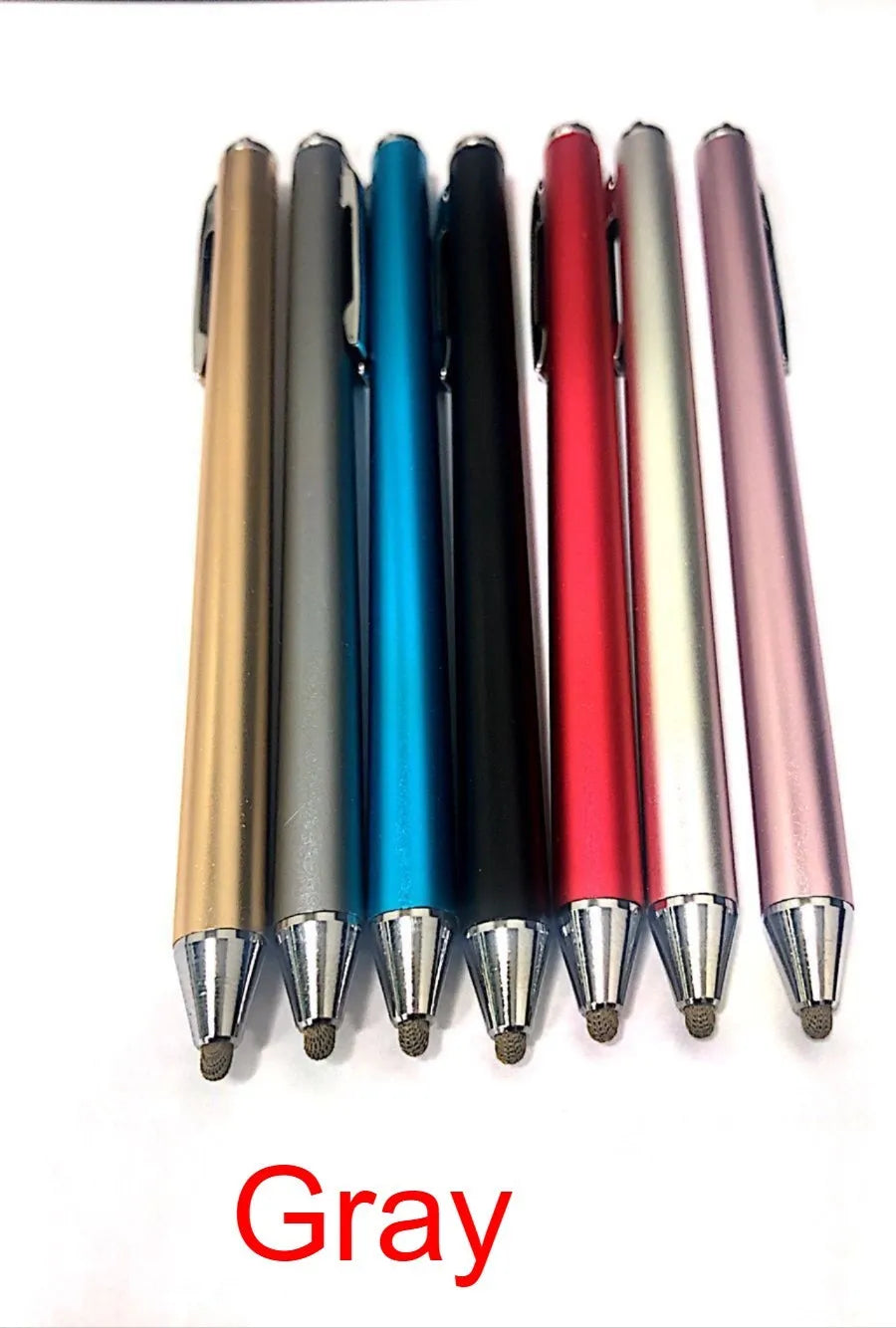 Metal touch screen stylus pen in black silver red sky blue gold pink and grey colours