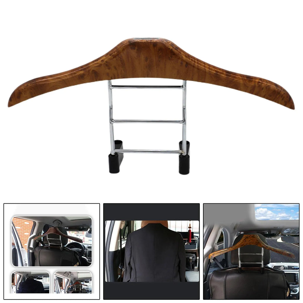 Wood yellow stainless steel car mounted clothes hanger with detachable ABS components