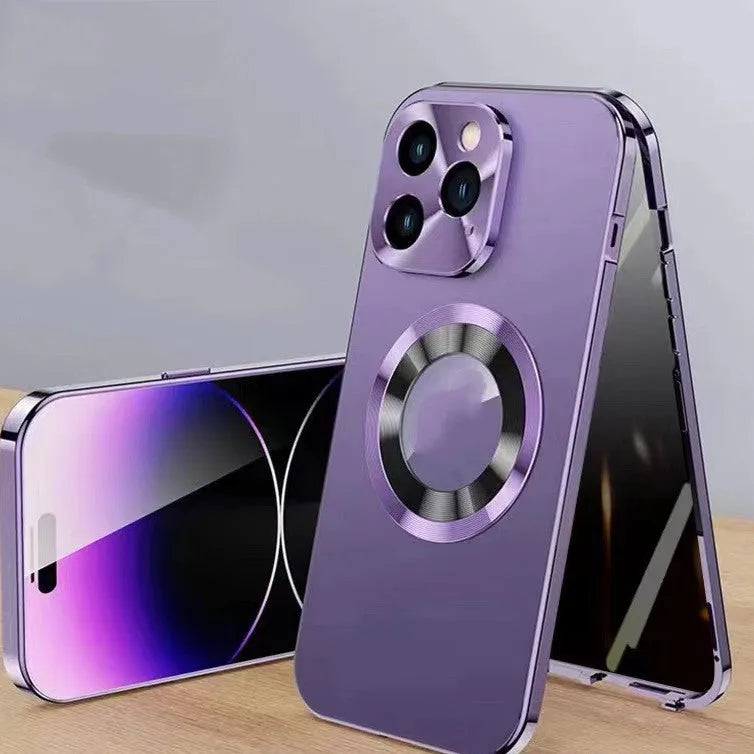 Magnetic iPhone case with anti-peep metal clip in assorted colours for iPhone 12 to 15 models