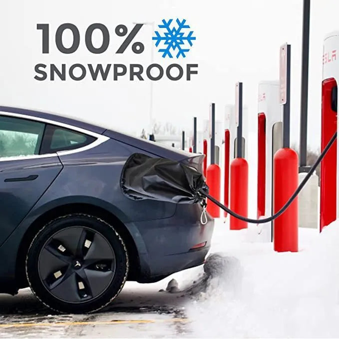 New energy vehicle charging port waterproof cover in grey colour with drawstring closure