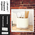Plastic wall mounted chopstick basket with drainage tube design in beige colour
