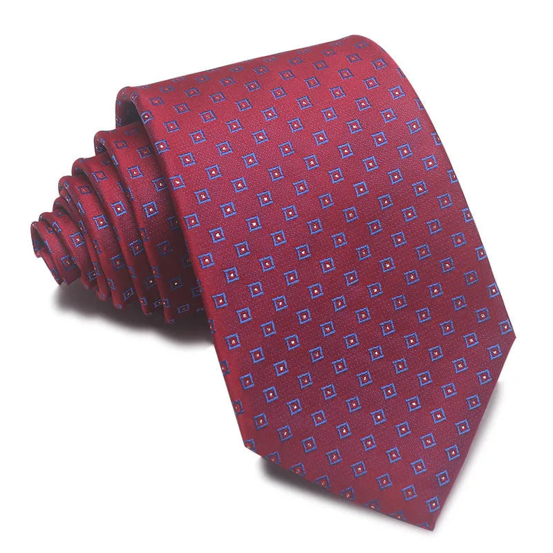 8cm wide striped polyester jacquard tie in business colours