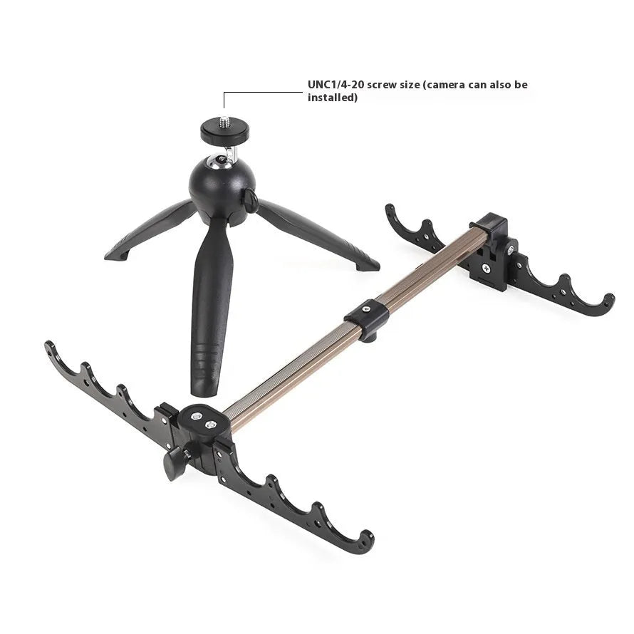 Aluminium alloy ice fishing rod holder bracket in a portable tripod design.
