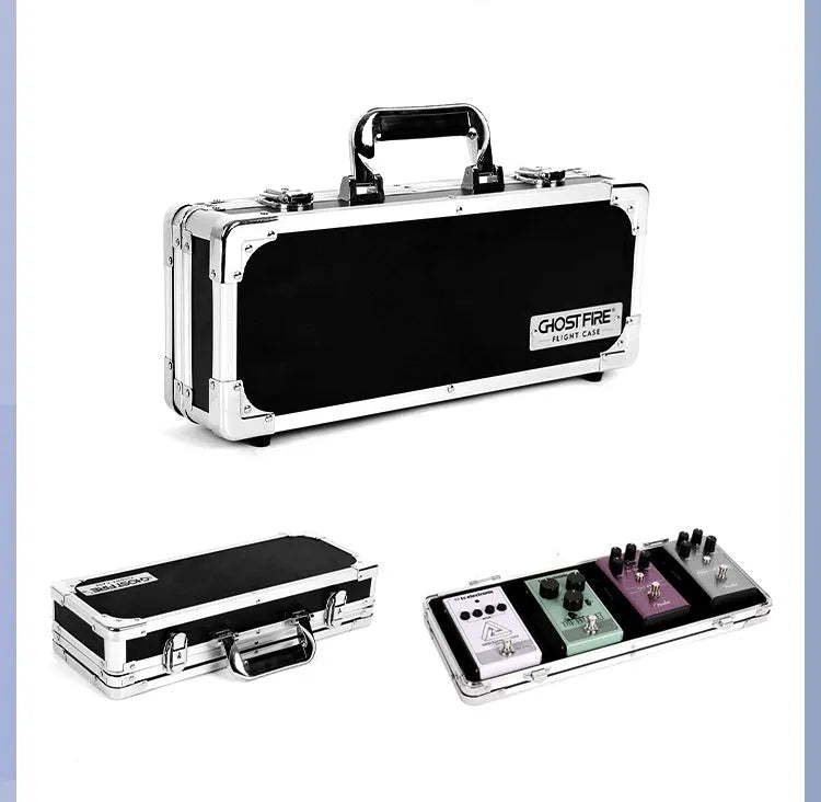 Flight Box T-EC8 trumpet style guitar effects pedal in a metal flight case enclosure