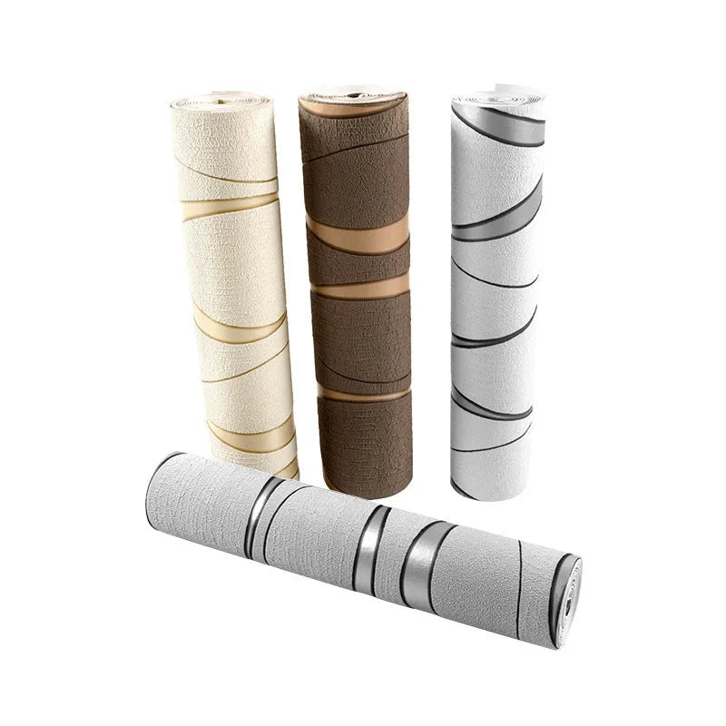 Curve stripe 3D decorative wallpaper roll in dark brown deerskin velvet texture