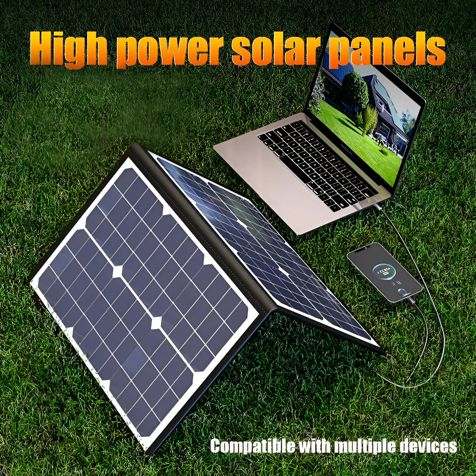 Black 40W portable solar panel folded inside its carrying bag