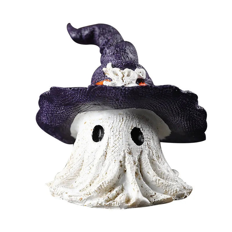 A purple resin wizard hat ornament for Halloween and Christmas decoration.