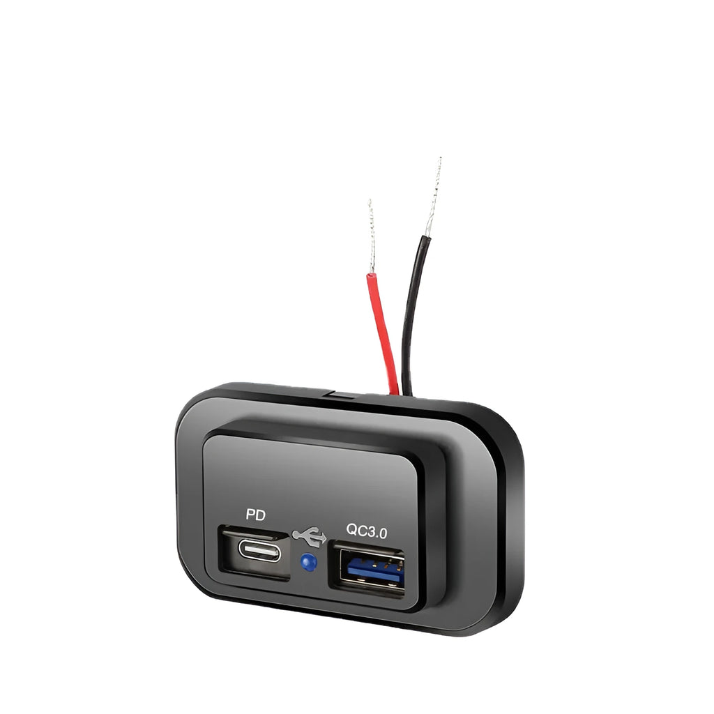 Black QC3.0 modified car charger with TYPE-C interface for UCC-328QC+PD vehicle systems