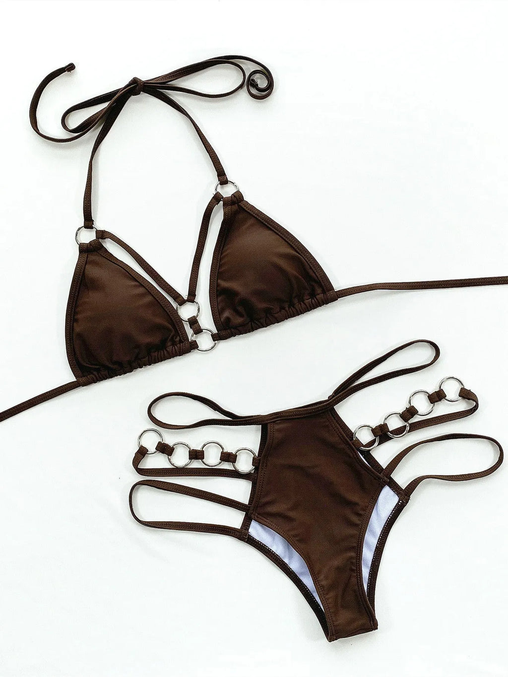 Pure colour women's separated bikini swimwear set in multiple colour options