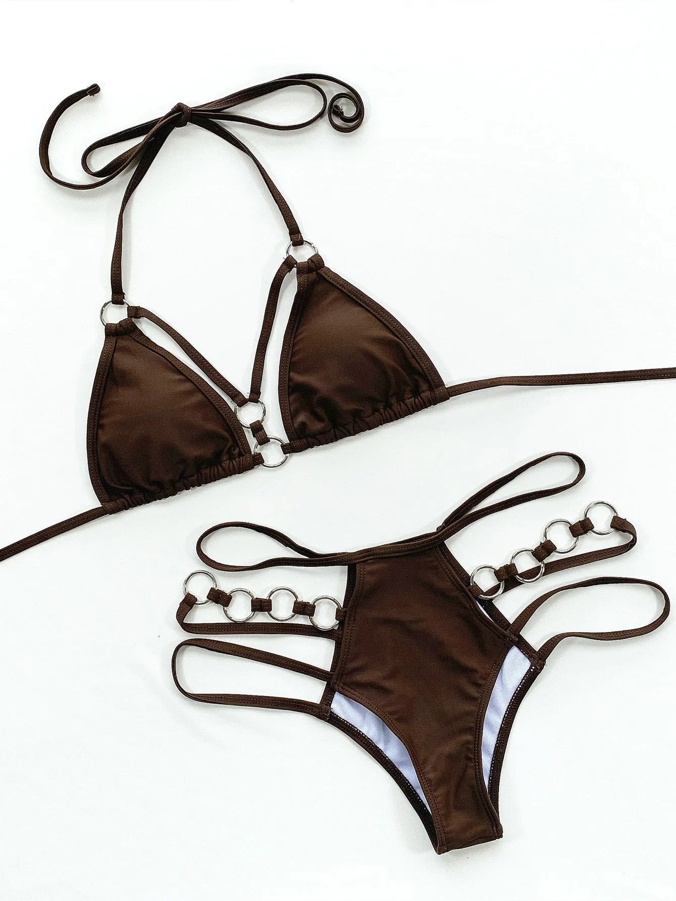 Pure colour women's separated bikini swimwear set in multiple colour options