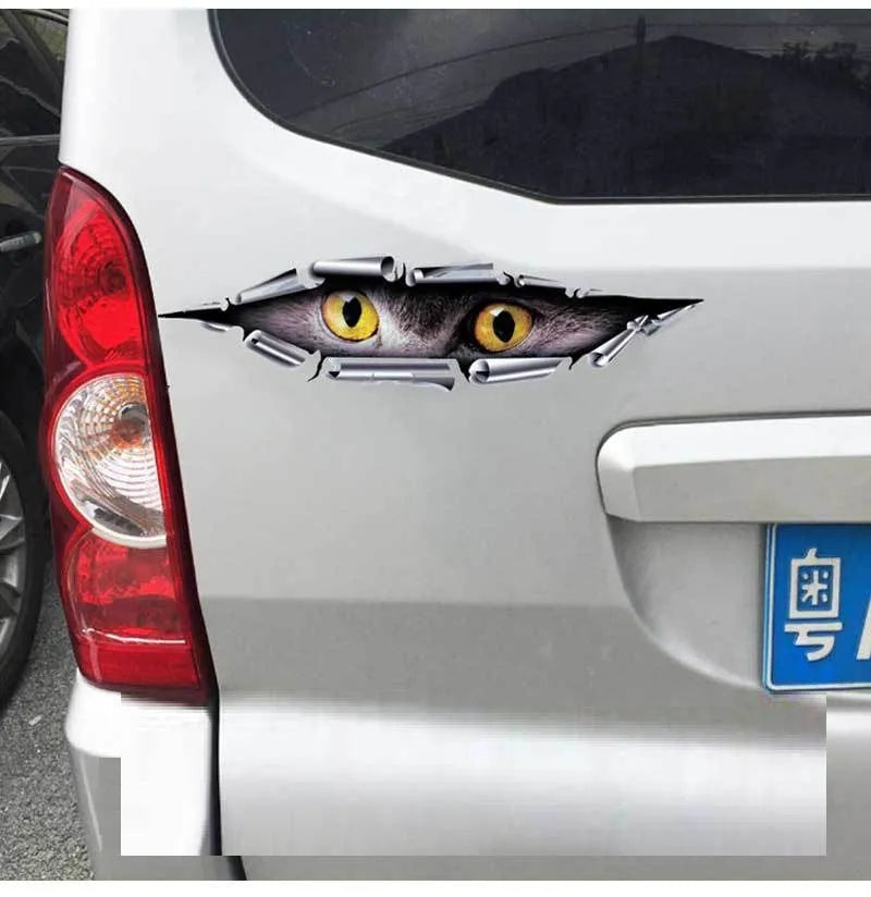Tiger Eye Eagle Eye 3D car door decoration sticker with 10x35 cm dimensions on vehicle surface