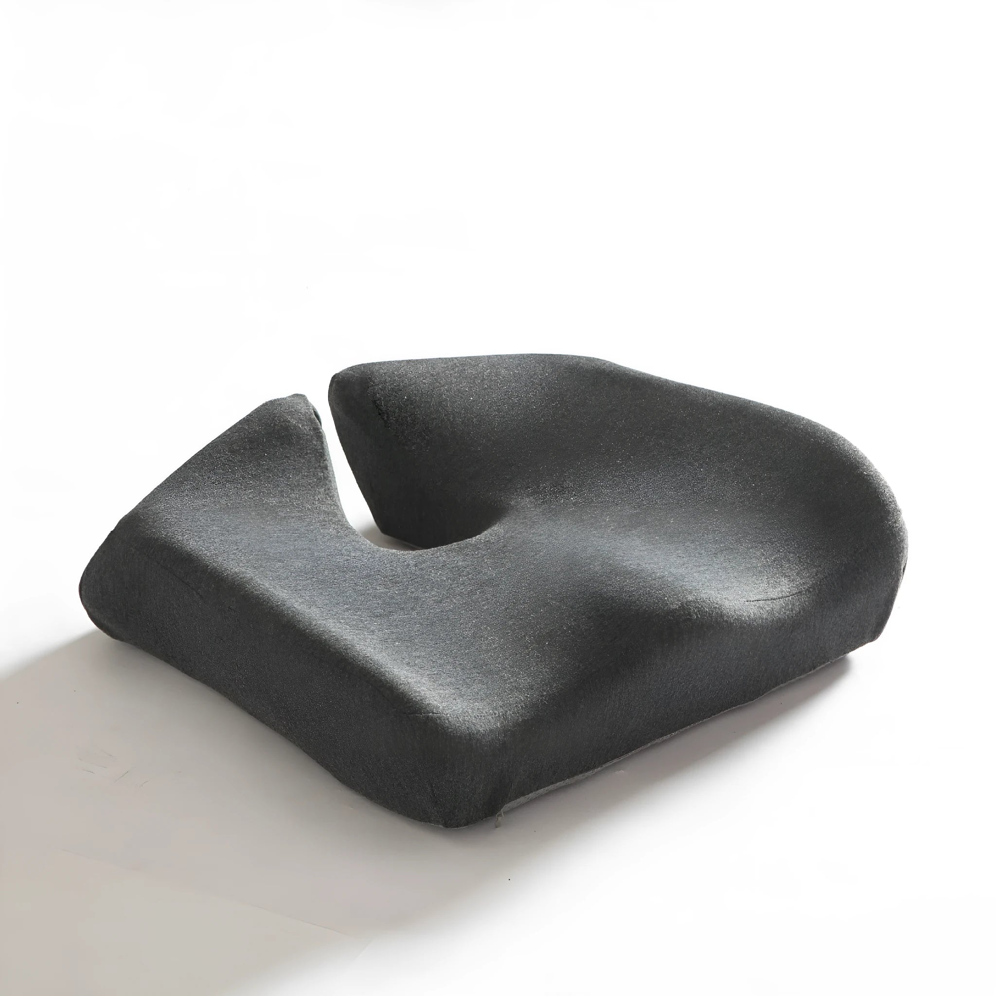 Memory foam office chair cushion for waist support during long sitting sessions in black, grey or light grey
