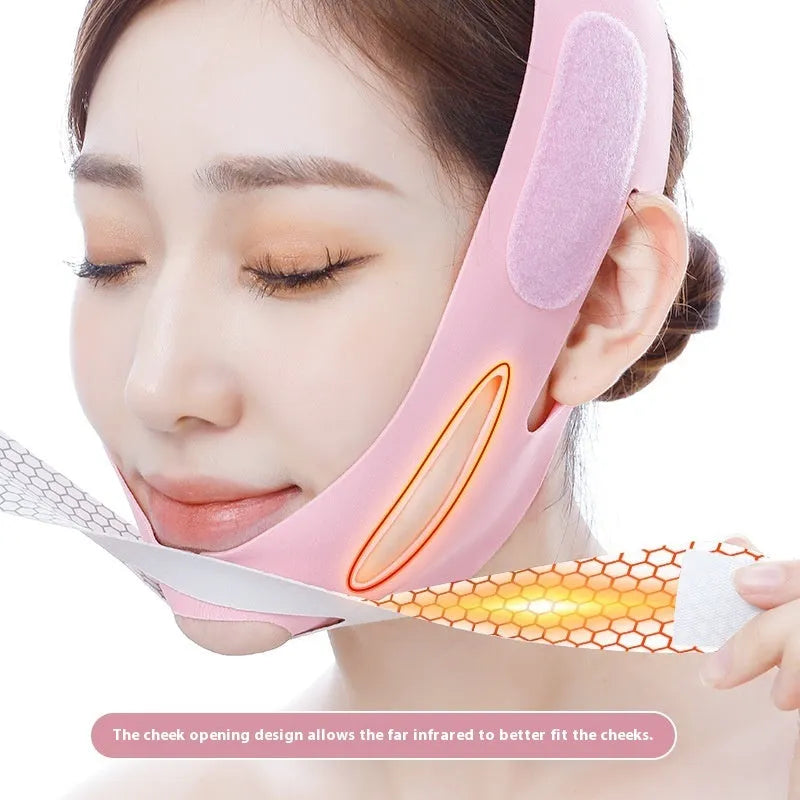 Far infrared elastic V face bandage facial care tool in pink or black colour options