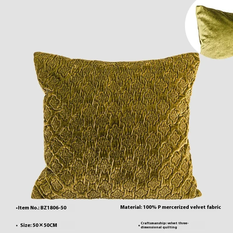 Brown gold antique style quilted cushion pillow with three-dimensional pattern
