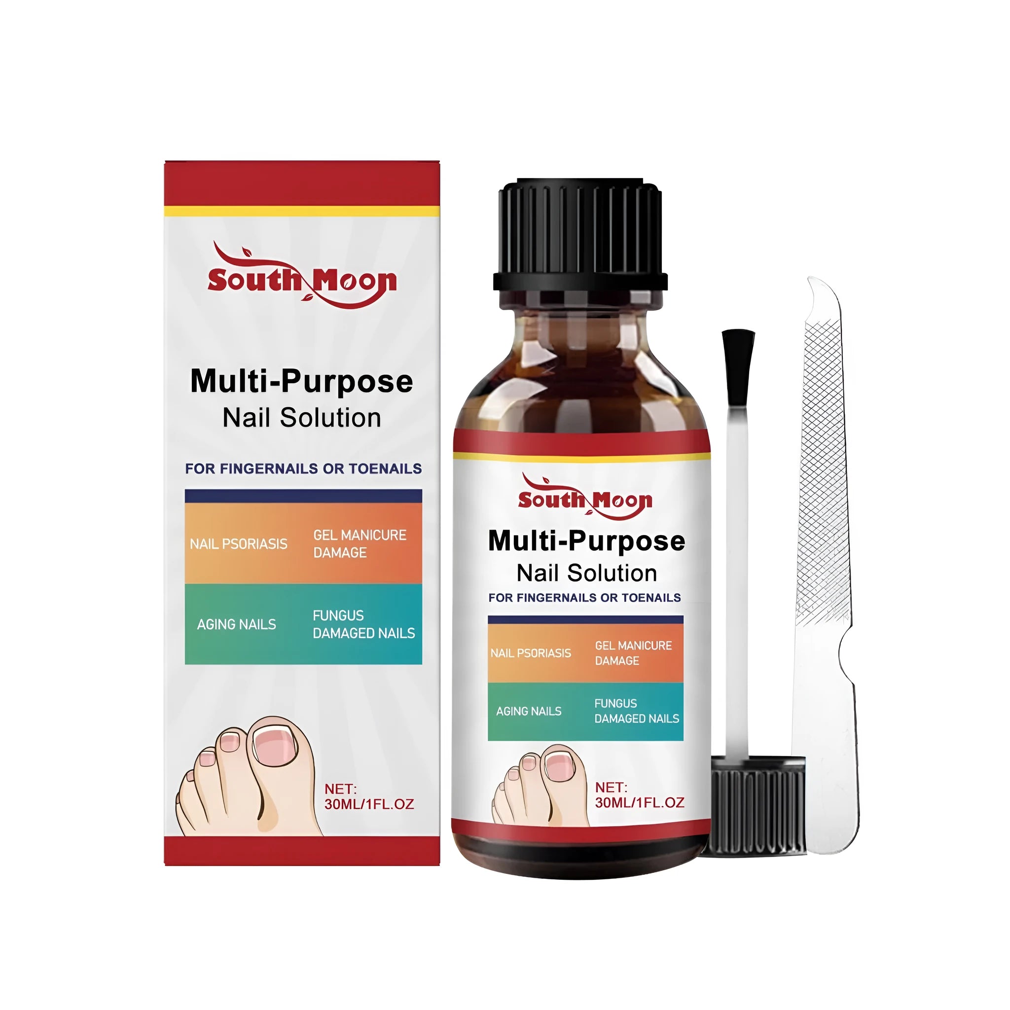 30ml nail care solution bottle with tea tree oil and included nail file for natural nail treatment