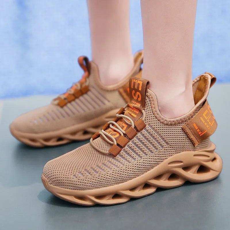 Kids Velcro sneakers in fabric with EVA sole available in black, khaki and white colours