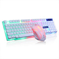 Limei Gtx300 white backlit gaming keyboard and mouse set on desktop