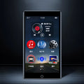 Black Ruizu H1 slim MP3 MP4 player with 4-inch touch screen showing media interface