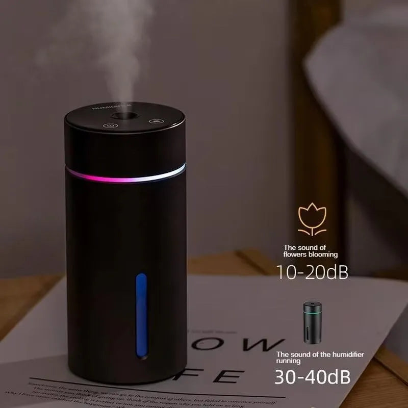 Aluminium car humidifier diffuser with 260ml water capacity and USB cable