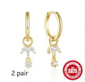 Geometric sunflower design earrings in golden-three diamonds colour, made from S925 sterling silver.