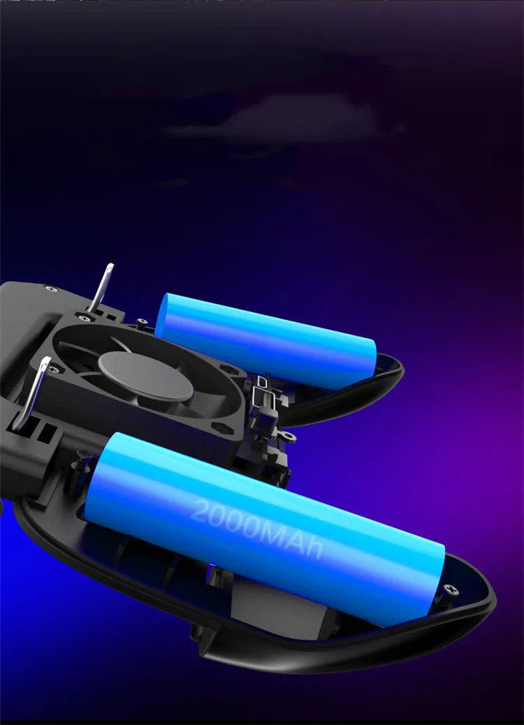 Black mobile game controller with USB connector for smartphones on a table.